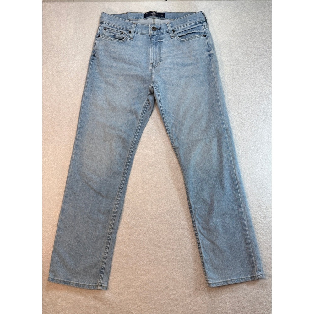 Hollister Epic Flex Straight Leg Jeans Mens 30x30 Light Wash Blue Denim